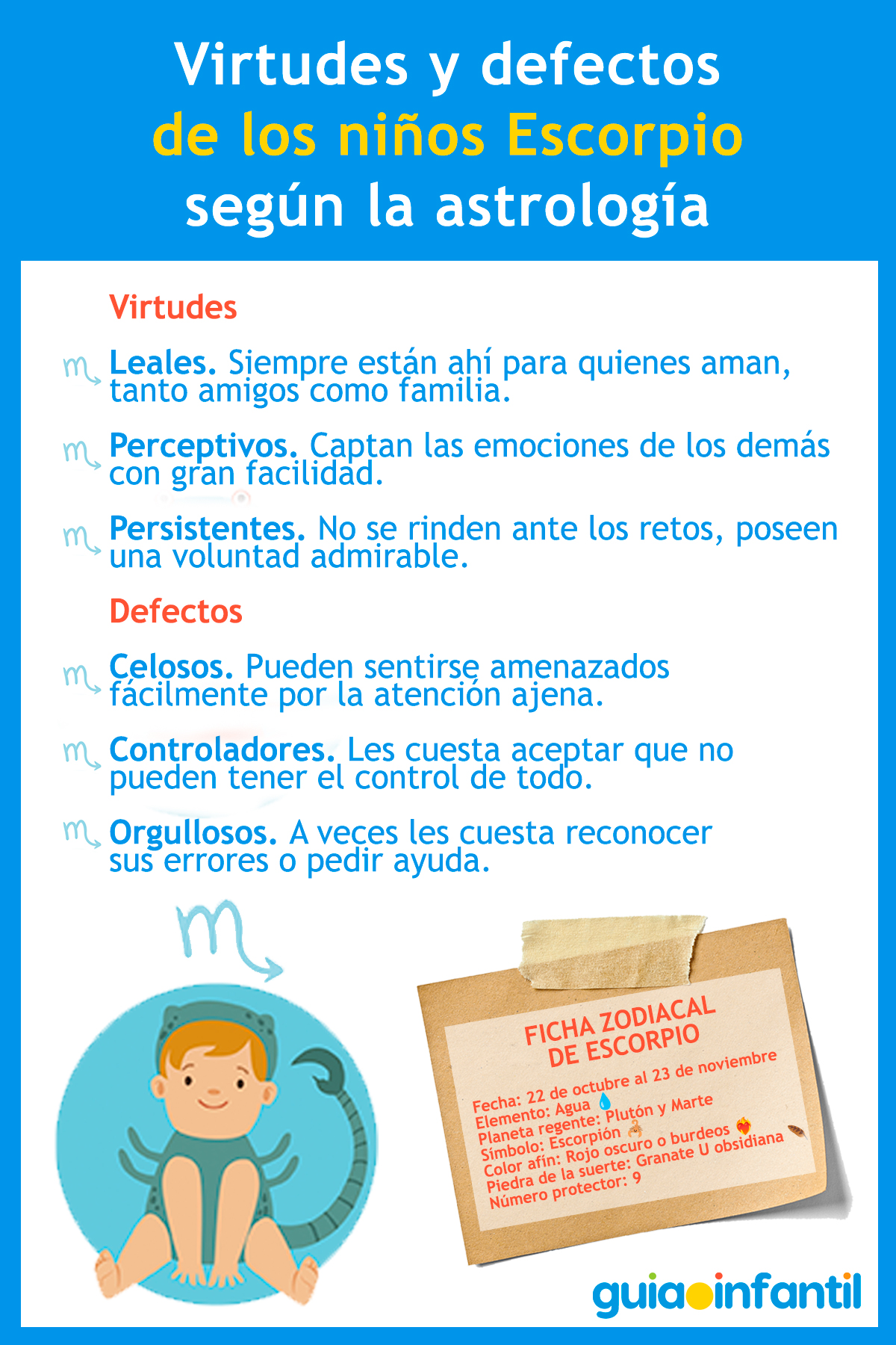Virtudes y defectos de los niños Escorpio