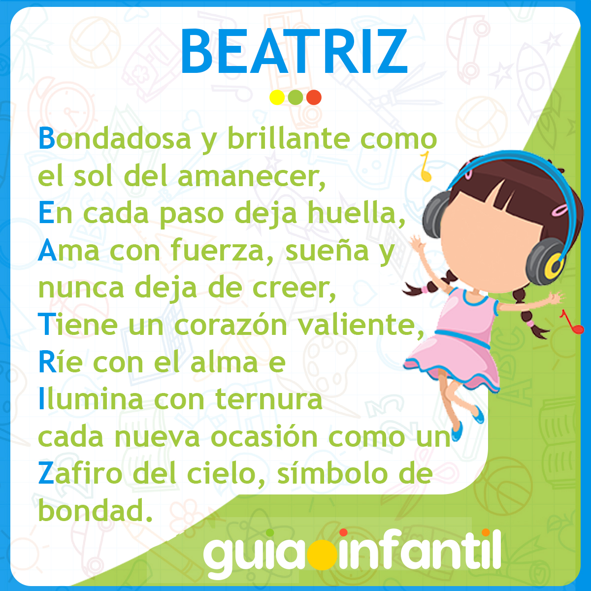 Acróstico con el nombre Beatriz para niñas
