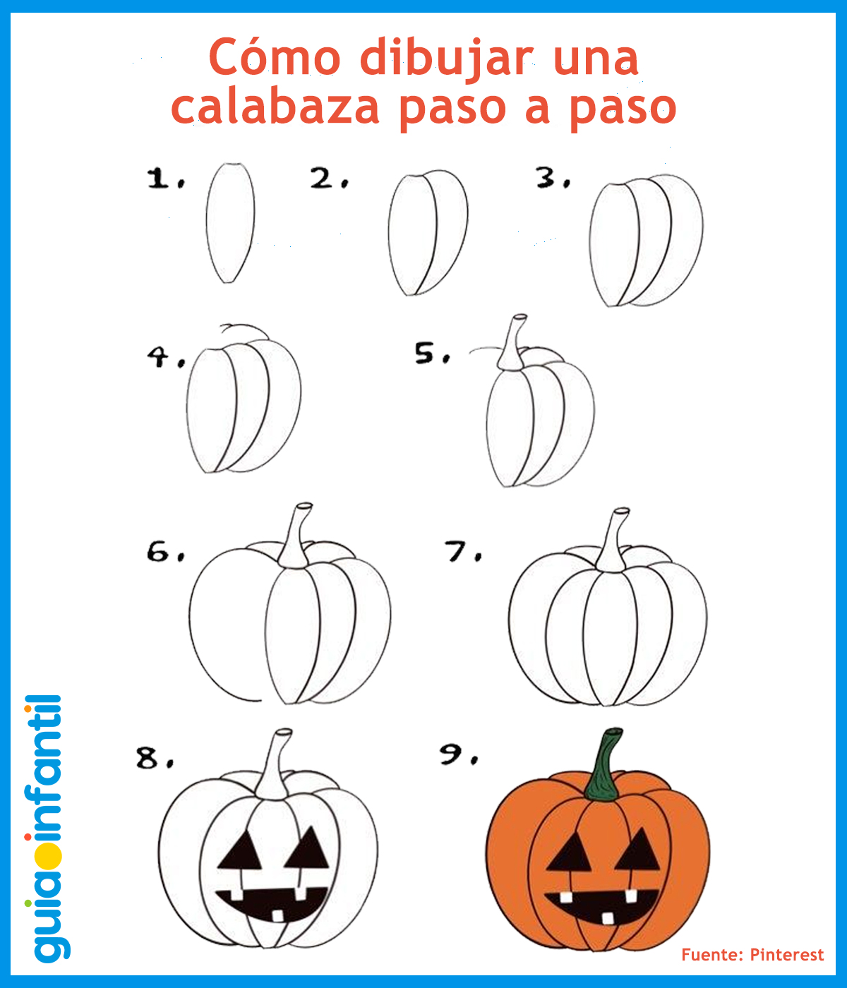 Cómo dibujar una calabaza paso a paso