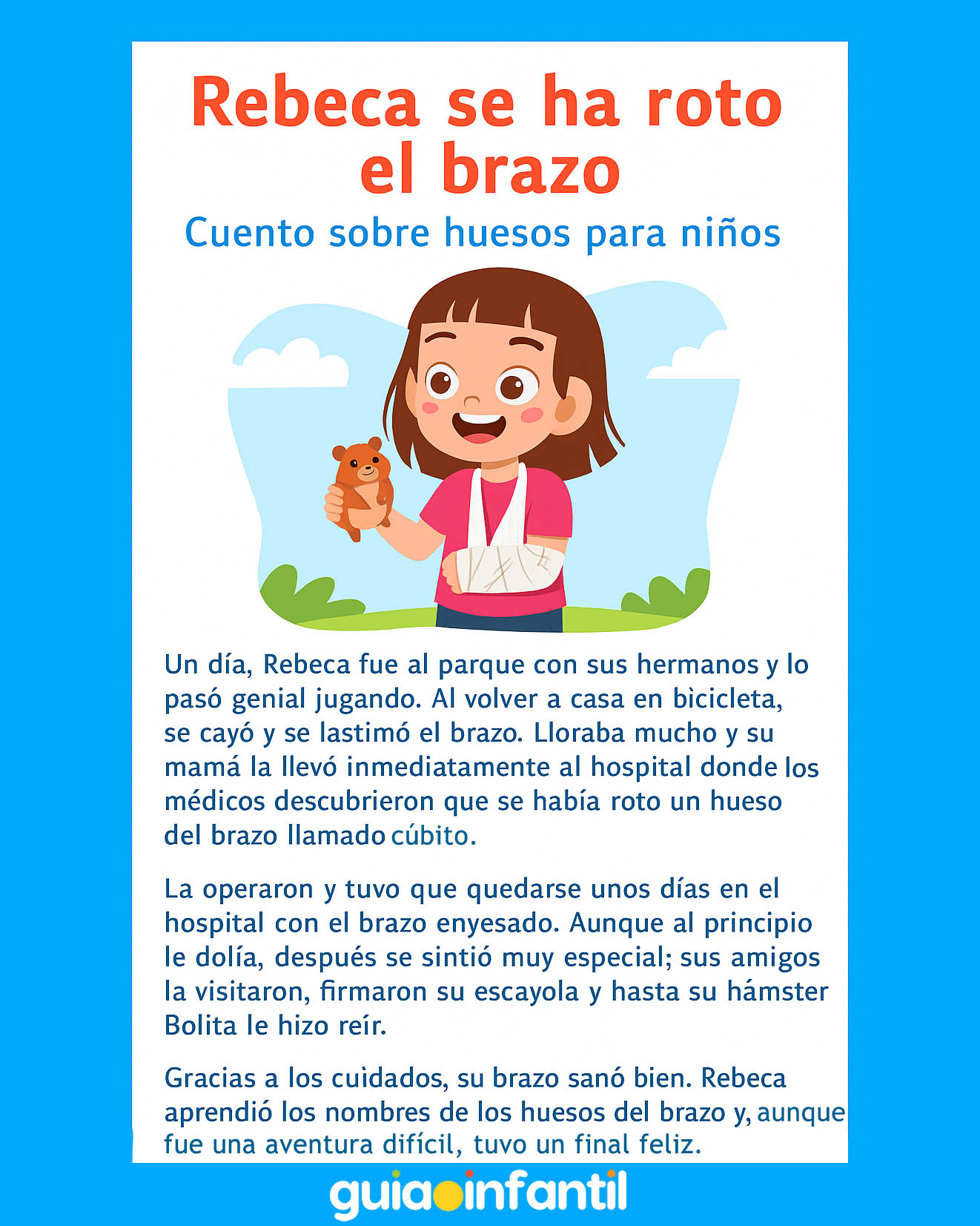 cuento de Rebeca se ha roto el brazo, para imprimir