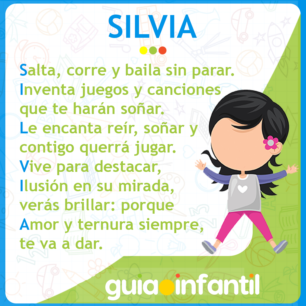 Acróstico con el nombre Silvia para niños