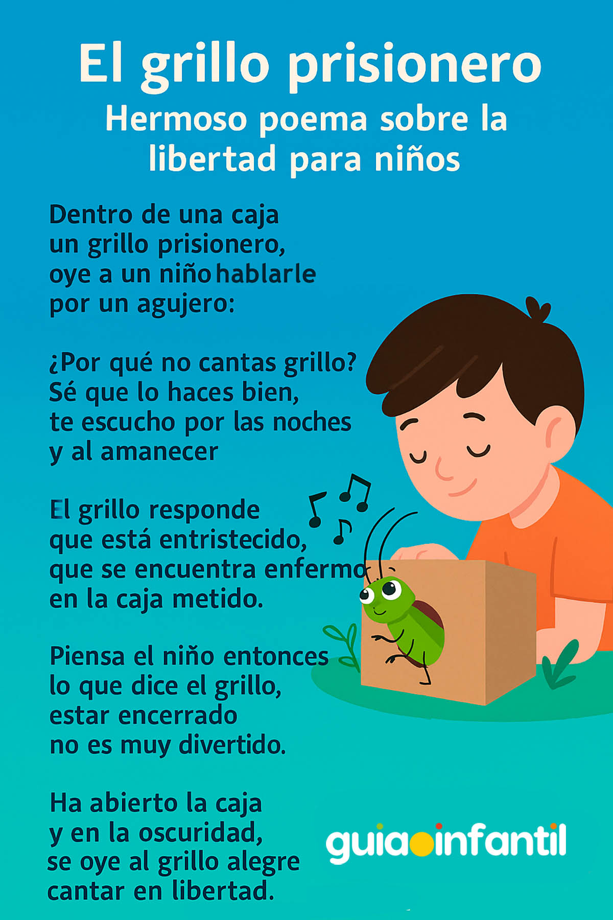 Poema de El grillo prisionero para niños