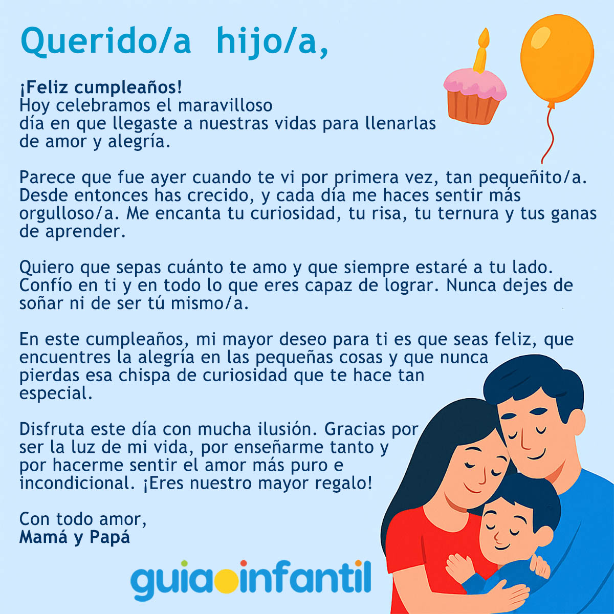 carta de cumpleaños a un hijo