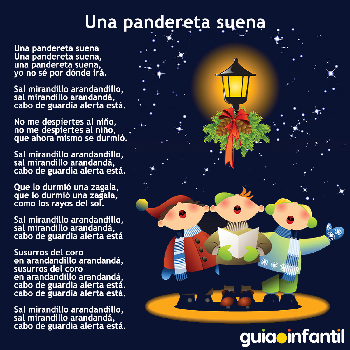 Letra de Una pandereta suena para niños