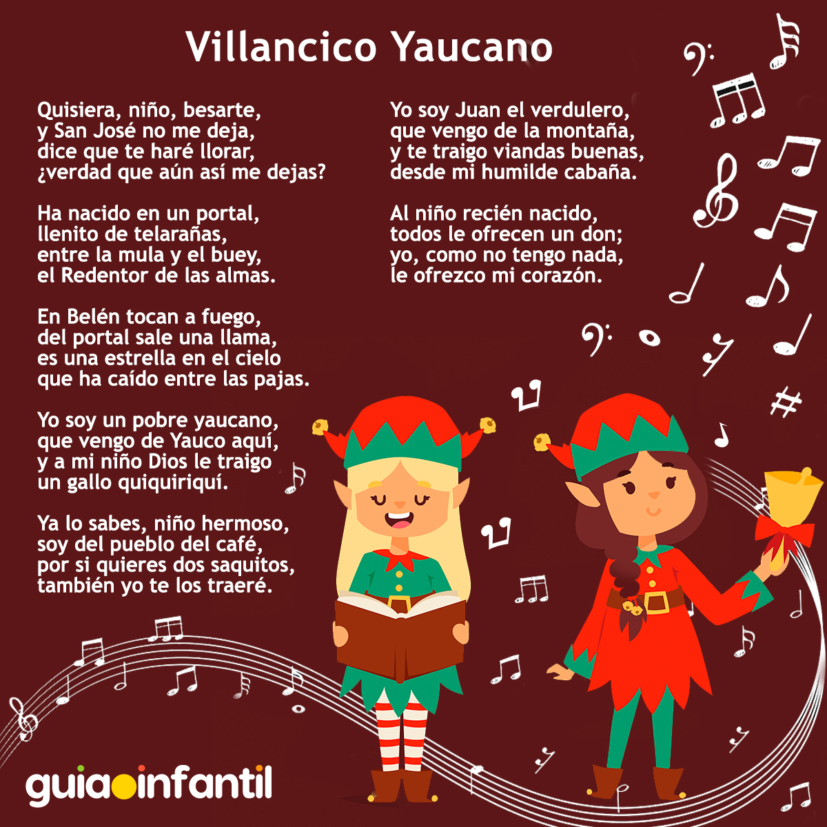Letra, Villancico Yaucano para niños