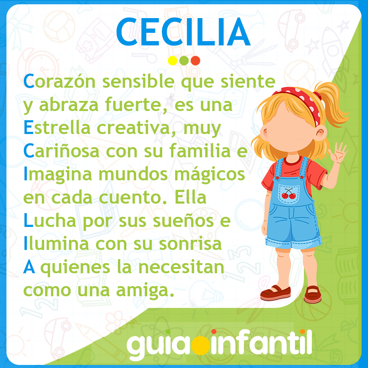 Acróstico con el nombre Cecilia para niños