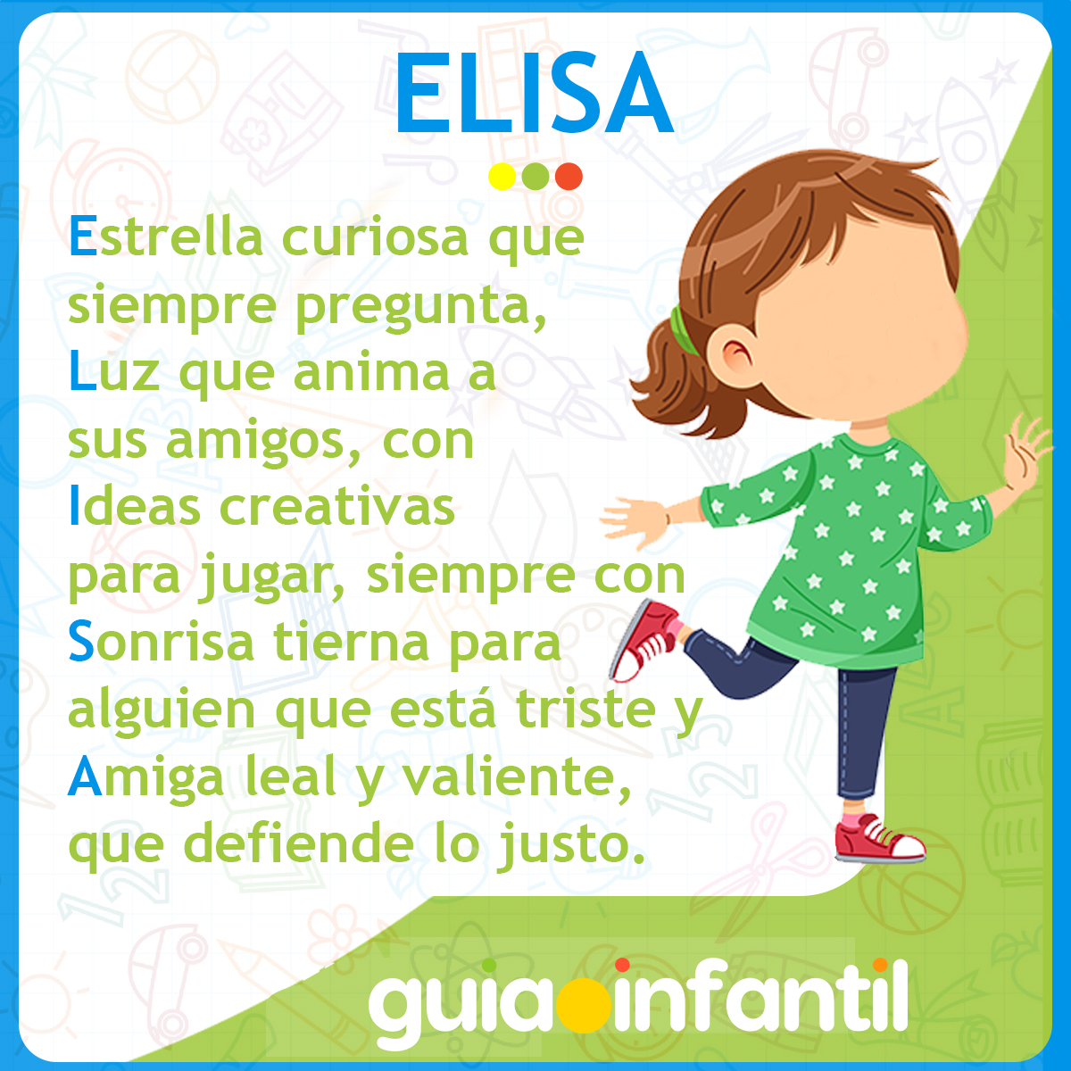 Acróstico con el nombre Elisa para niños