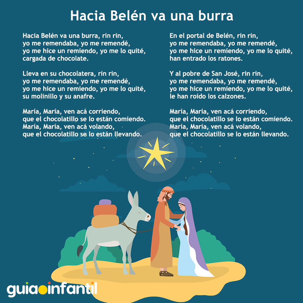 Letra del villancico, Hacia Belén va una burra