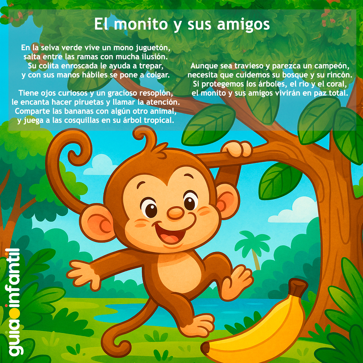 Poema corto para los niños sobre el mono