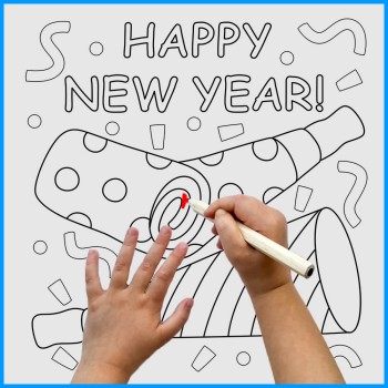 Felicitaciones de Año Nuevo para imprimir y colorear con los niños