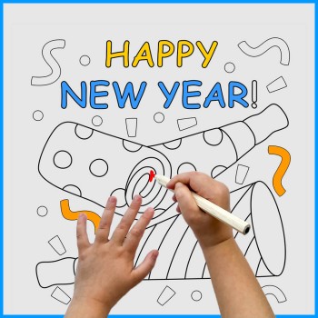 Felicitaciones de Año Nuevo para imprimir y colorear con los niños