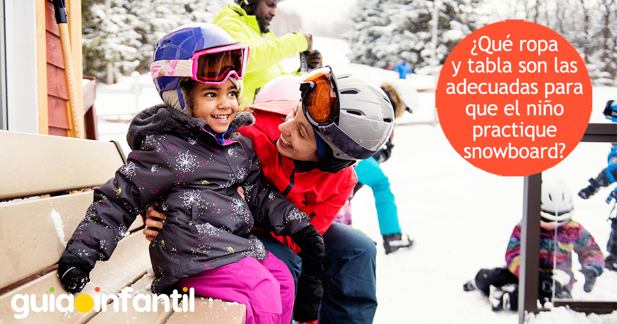 Ropa y tabla de snowboard para niños