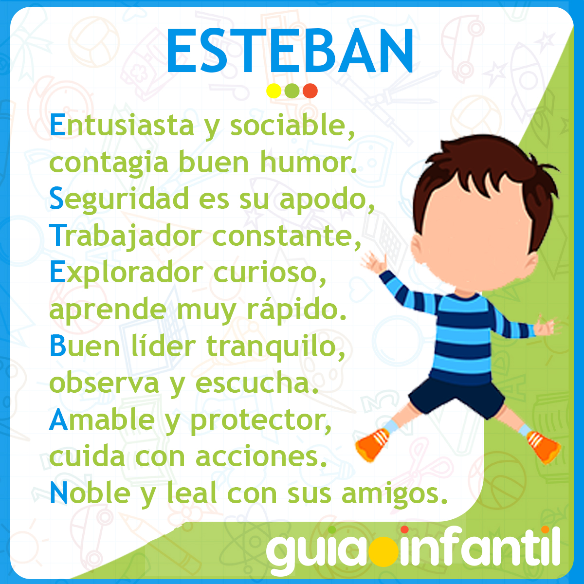 Acróstico con el nombre Esteban para niños