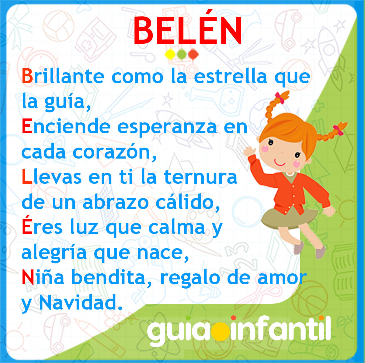 Acróstico del nombre Belén para niñas