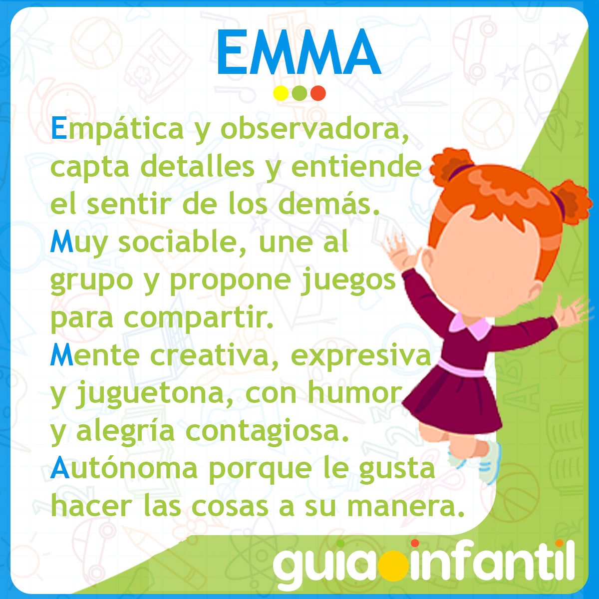Acróstico del nombre Emma para niñas