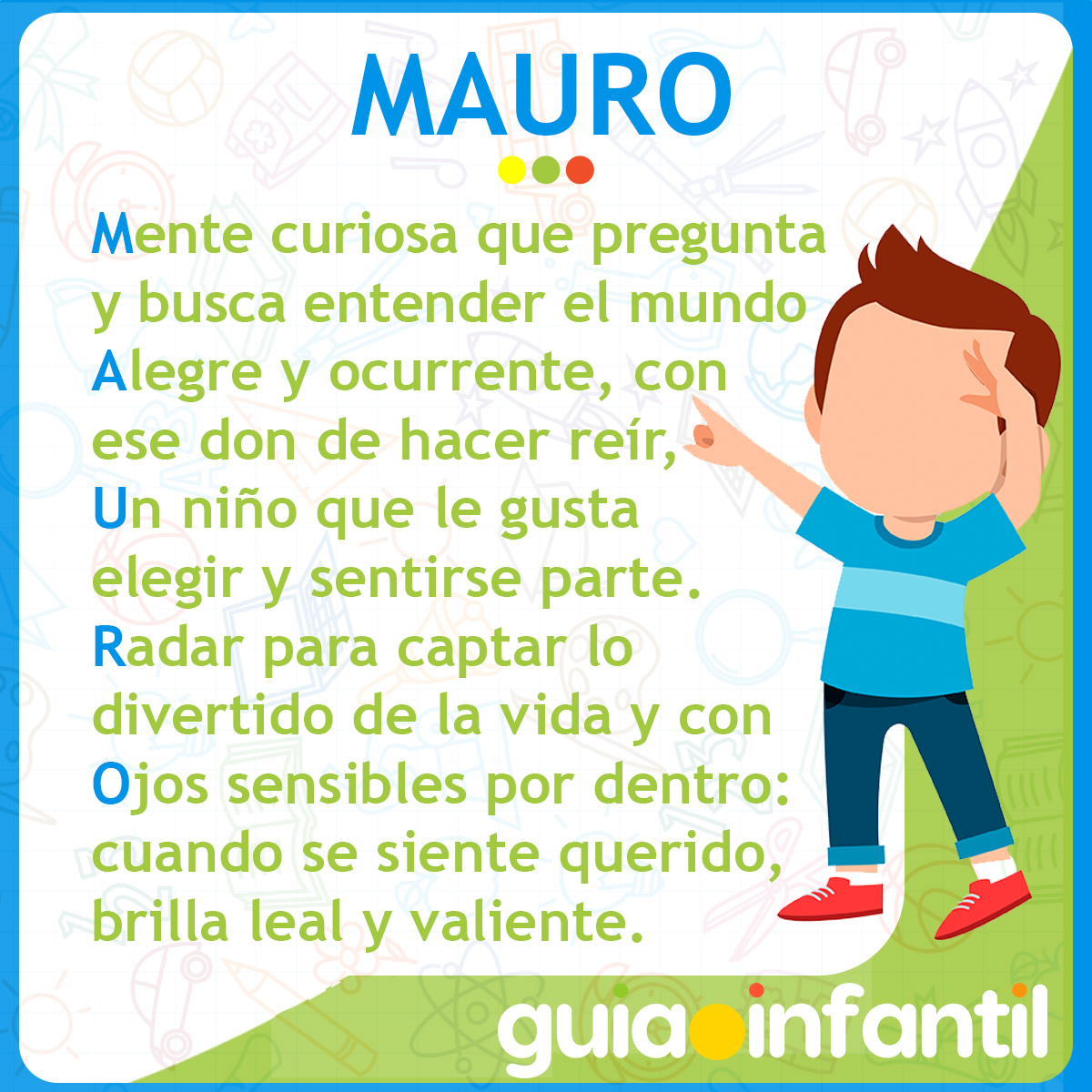 Acróstico con el nombre Mauro para niños