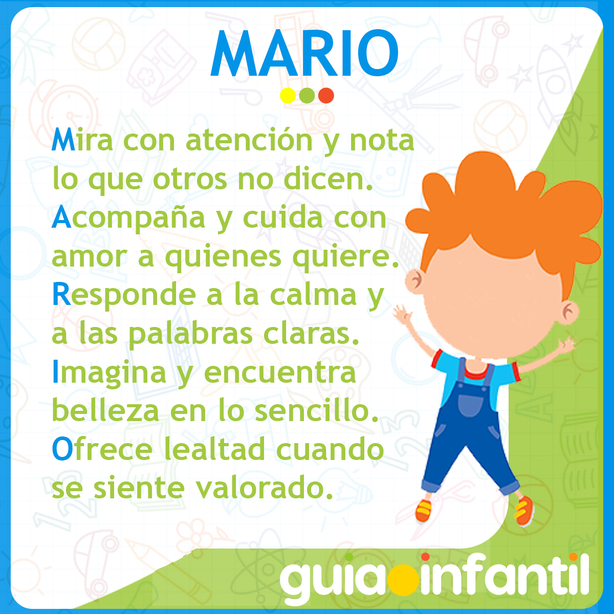 Acróstico del nombre Mario para niños