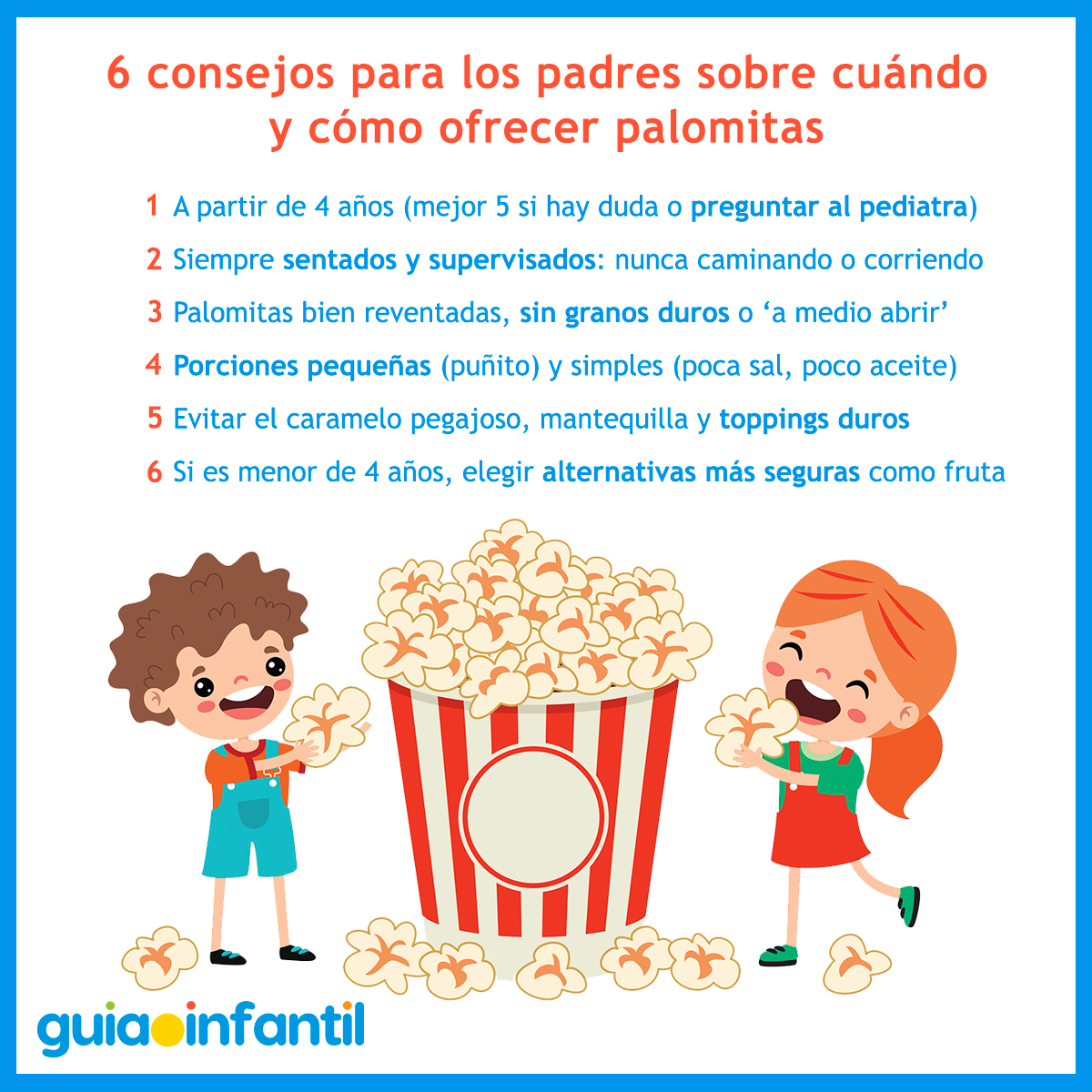 Consejos para dar palomitas a los niños