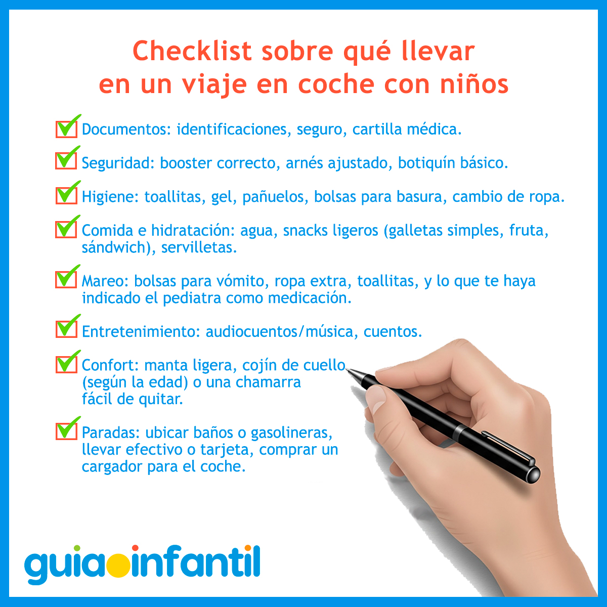 Lista de viaje para salir con los niños