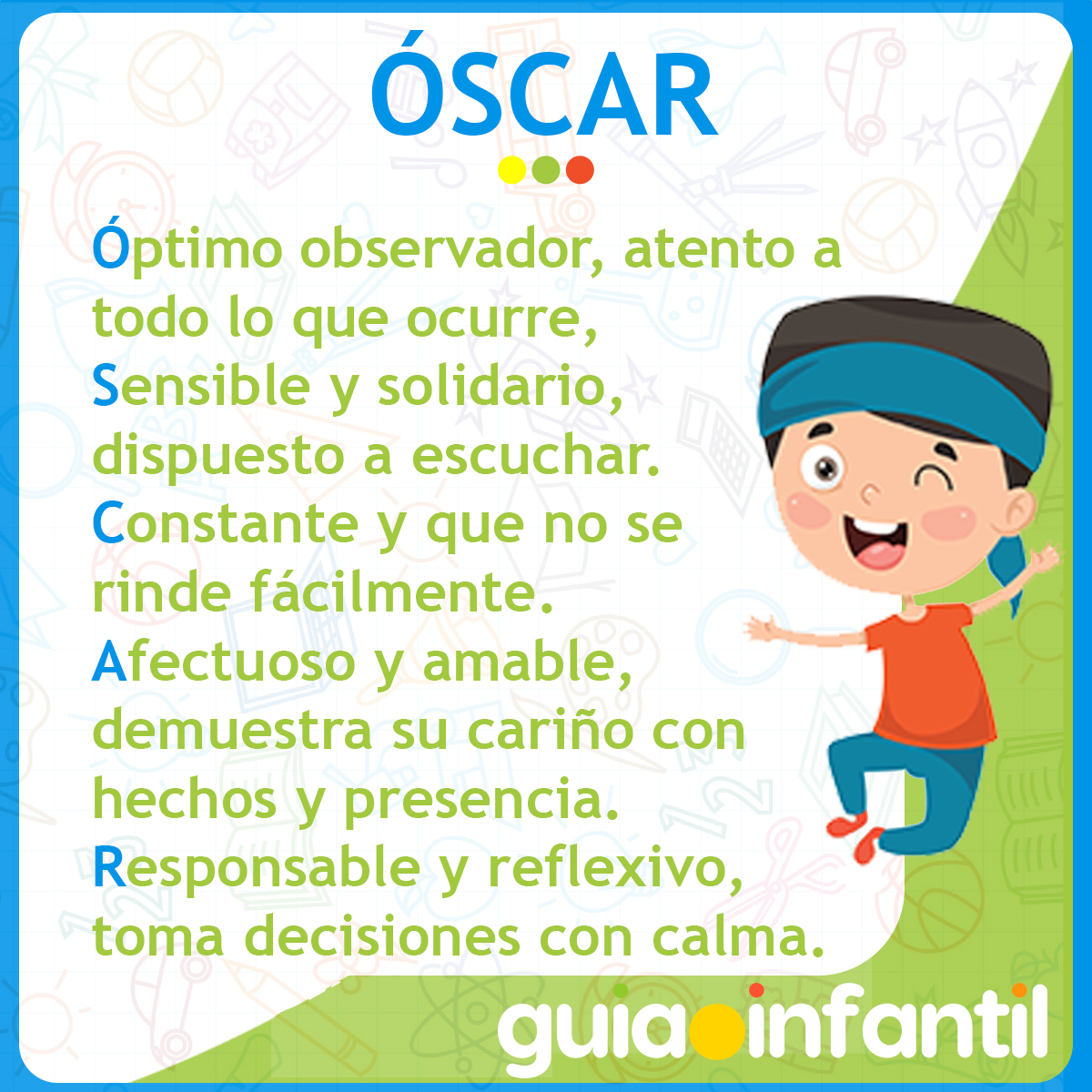Acróstico con el nombre Óscar para niños