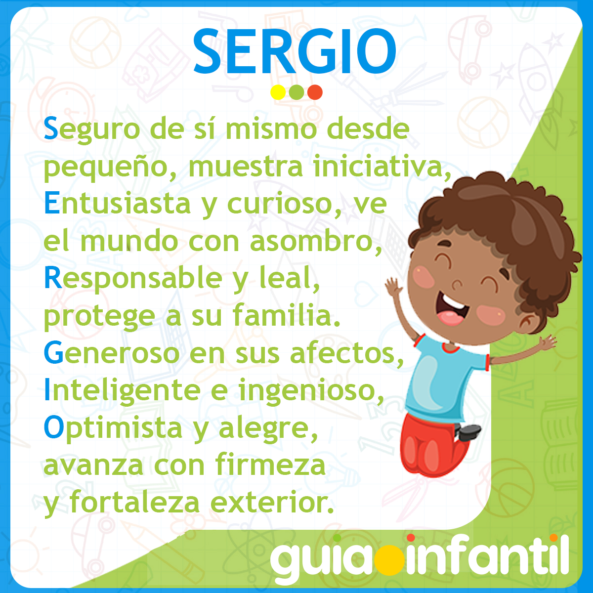 Acróstico con el nombre Sergio para niños