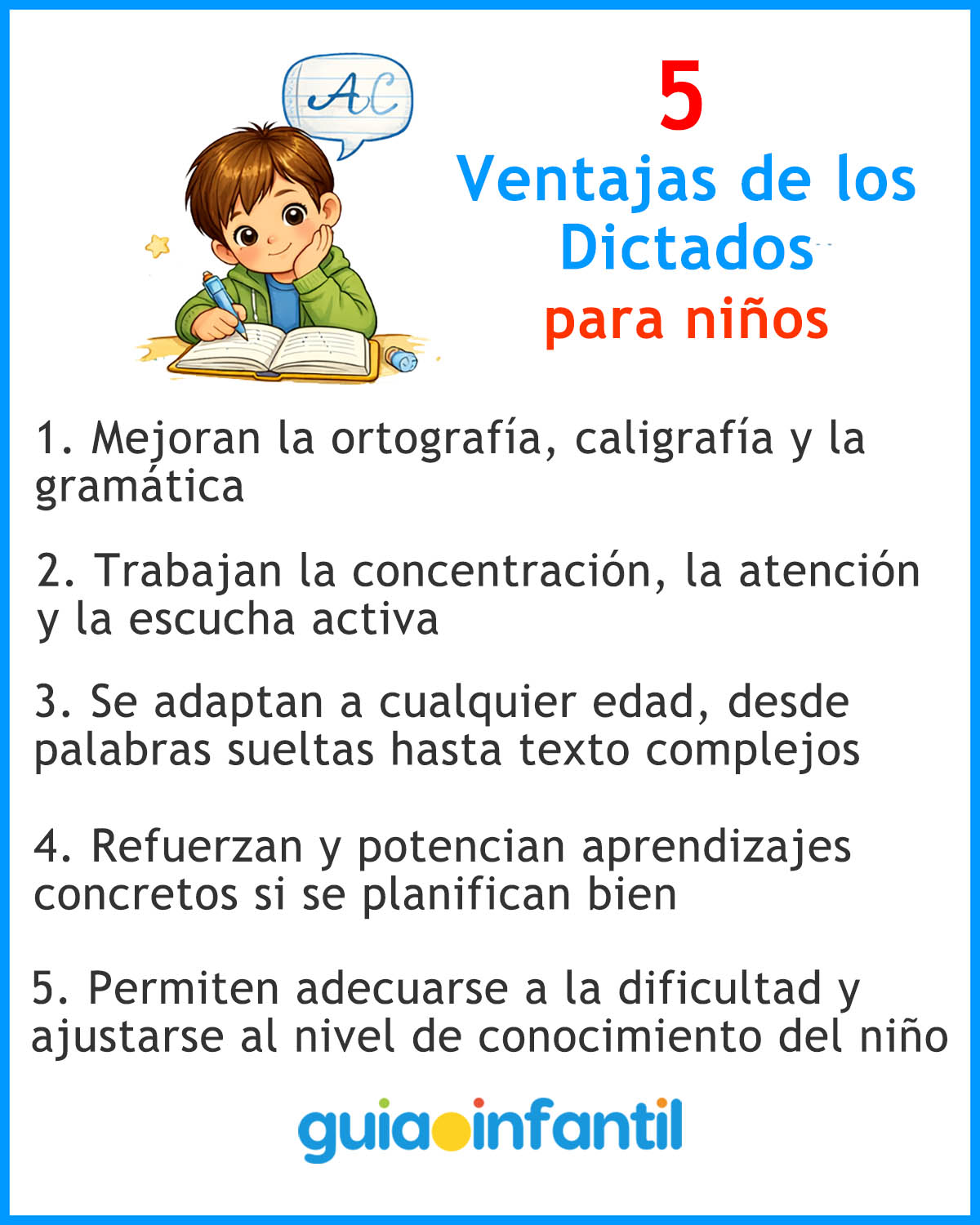 beneficios del dictado para niños