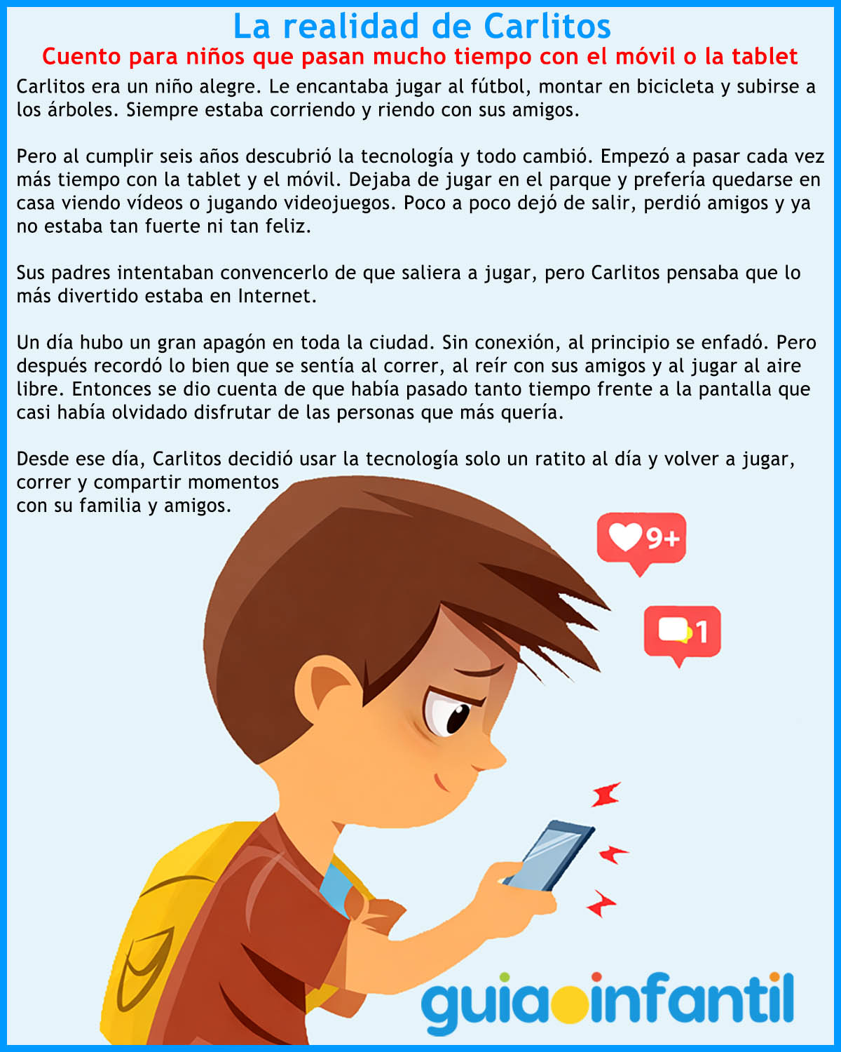 Cuento para niños que son adictos al móvil