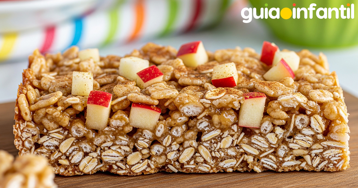 Barritas de cereal y manzana para niños