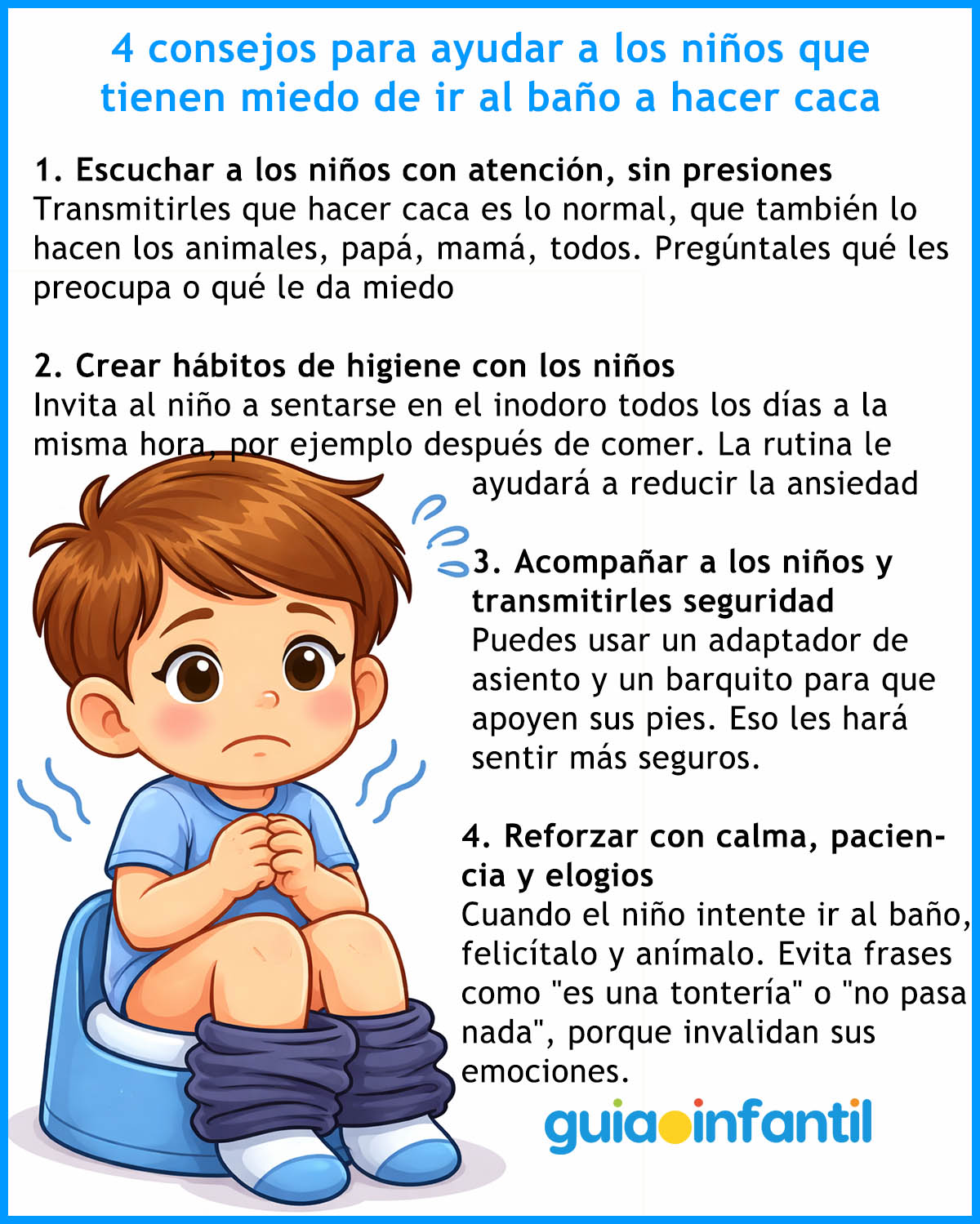 niño con miedo de ir al baño