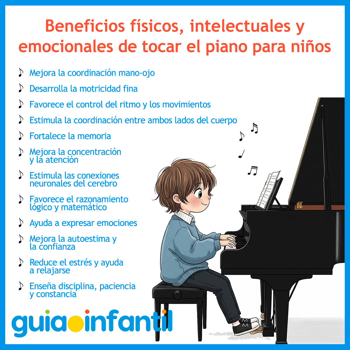 Beneficios para los niños de tocar el piano