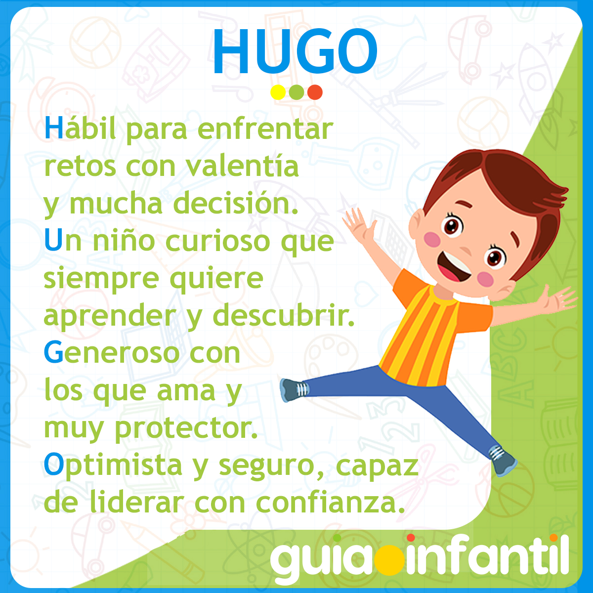 Acróstico del nombre Hugo para niños