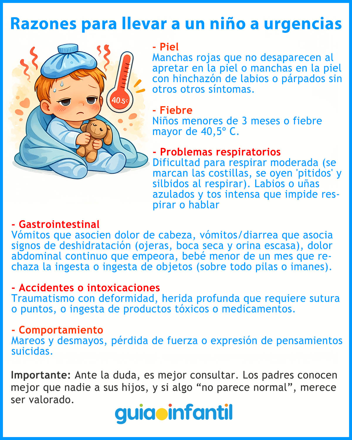 cuando llevar a un niño a urgencias