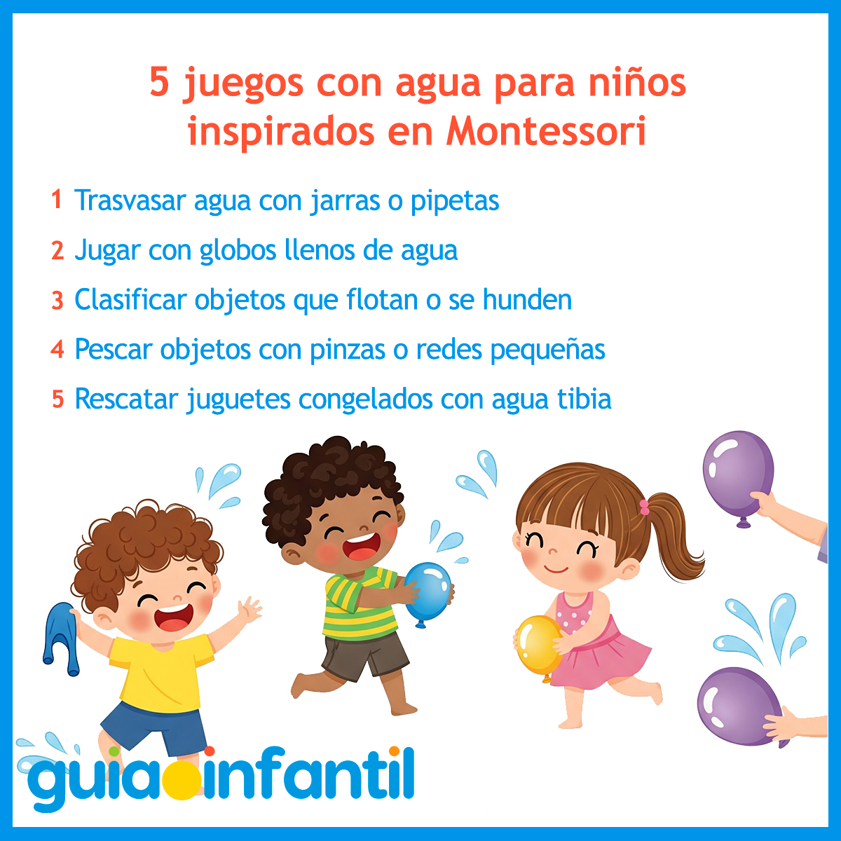 Más juegos tipo Montessori con agua