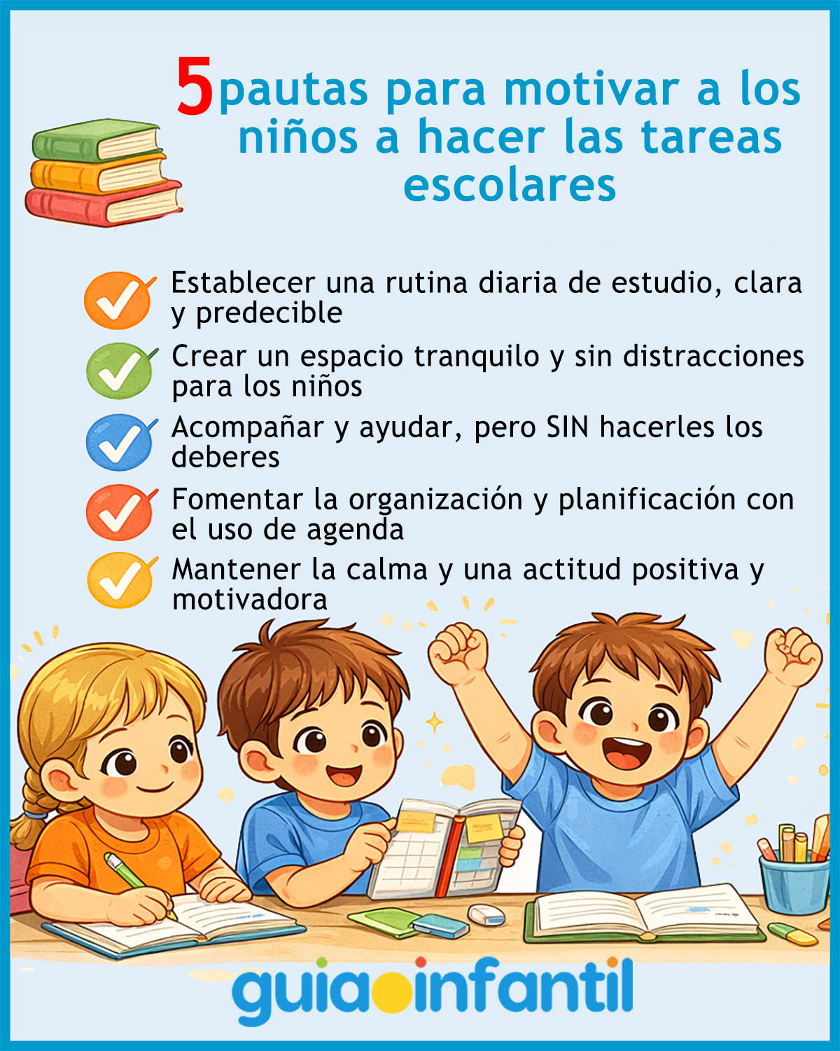 consejos para animar a los niños a hacer la tarea escolar