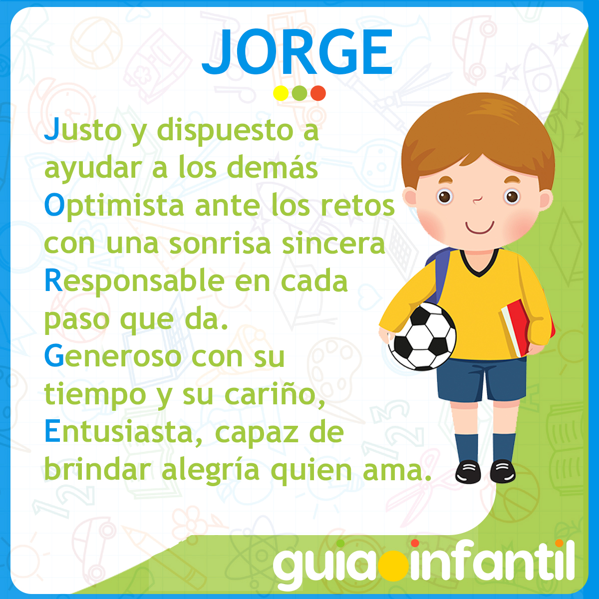 Acróstico del nombre Jorge para niños