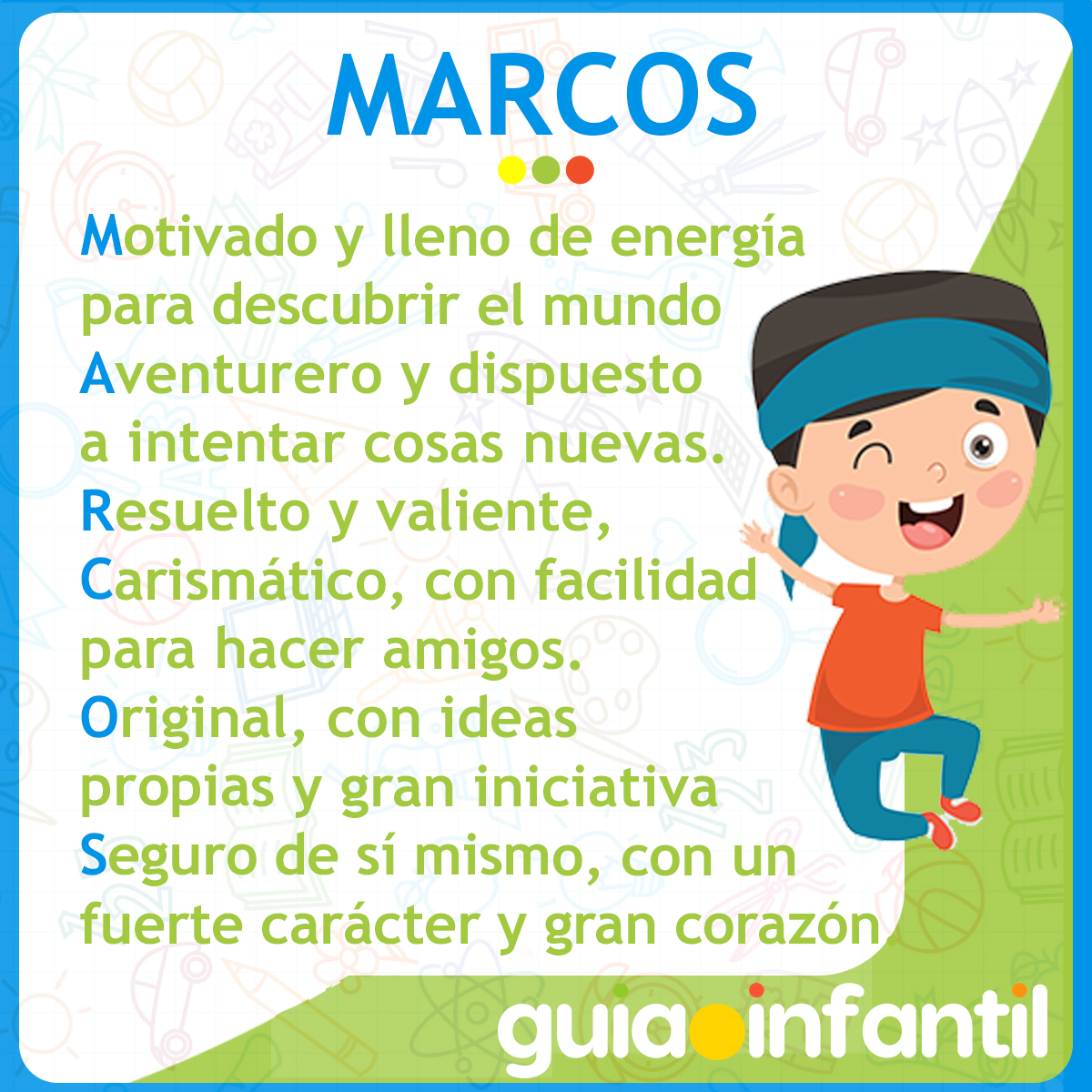 Acróstico del nombre Marcos para niños