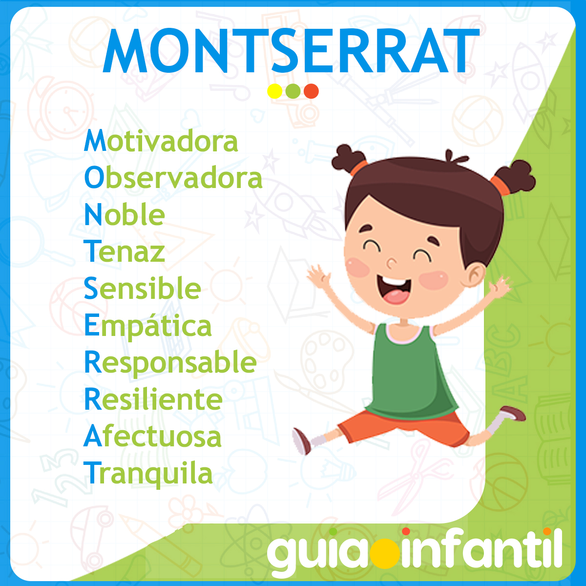Acróstico del nombre Montserrat para niñas