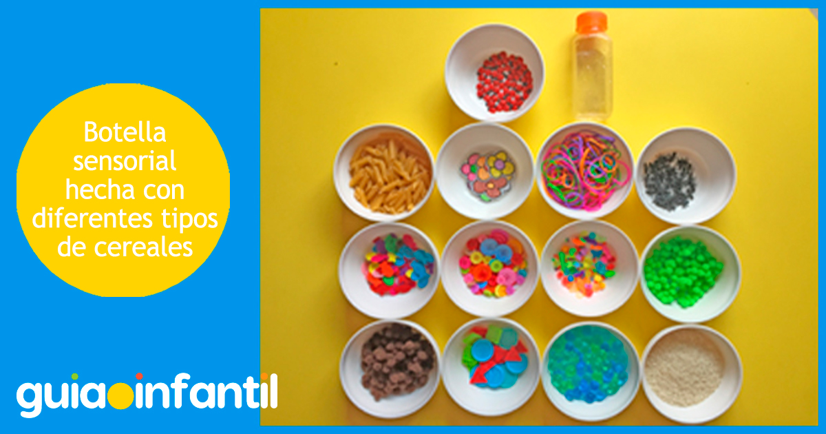 Botella sensorial hecha con cereal