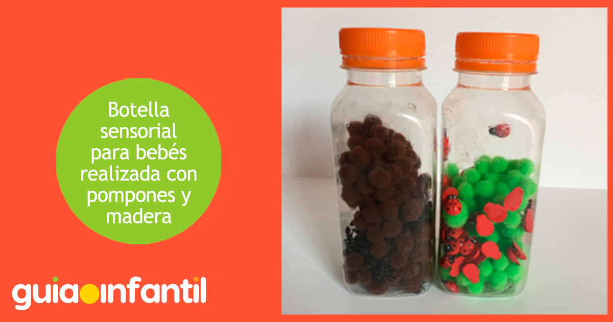 Botella sensorial hecha con madera