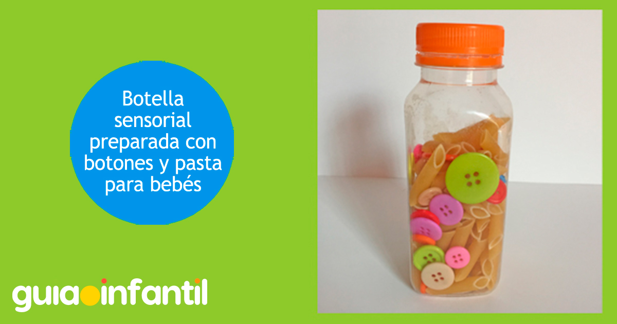 Botella sensorial con pasta y botones