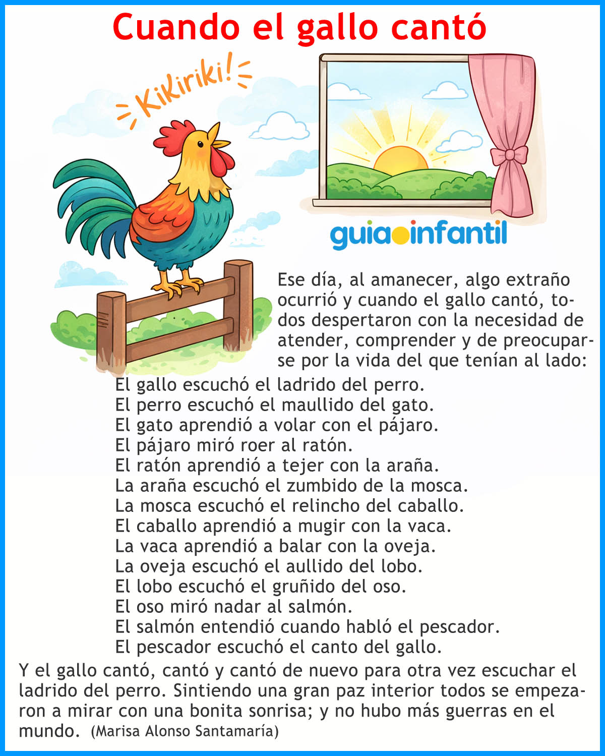 cuentos con sonidos para niños. Cuando el gallo cantó