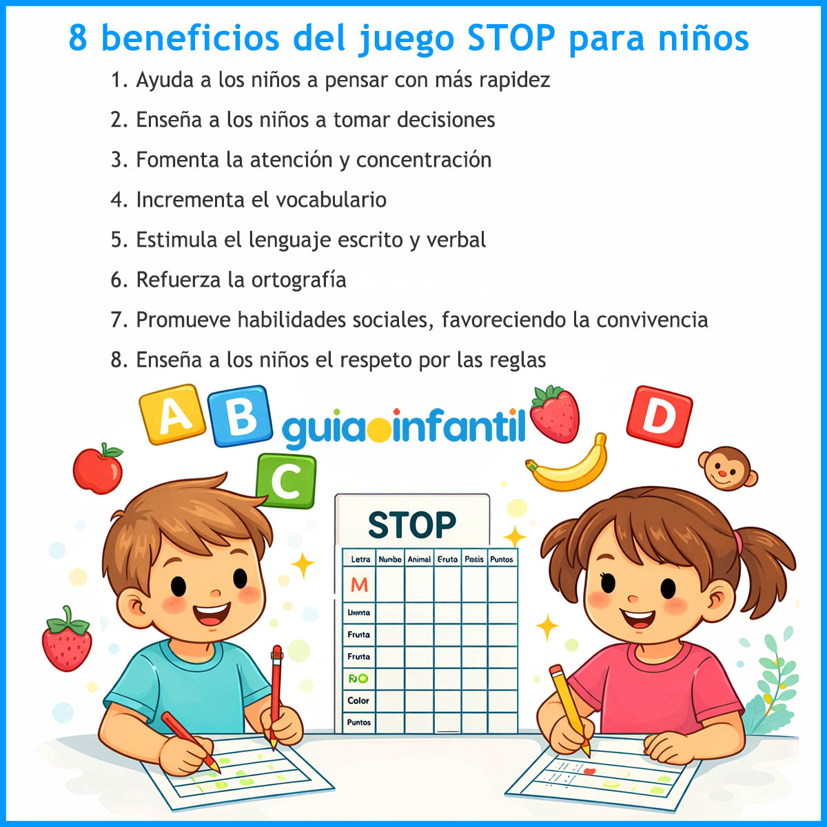 beneficios del juego stop para niños