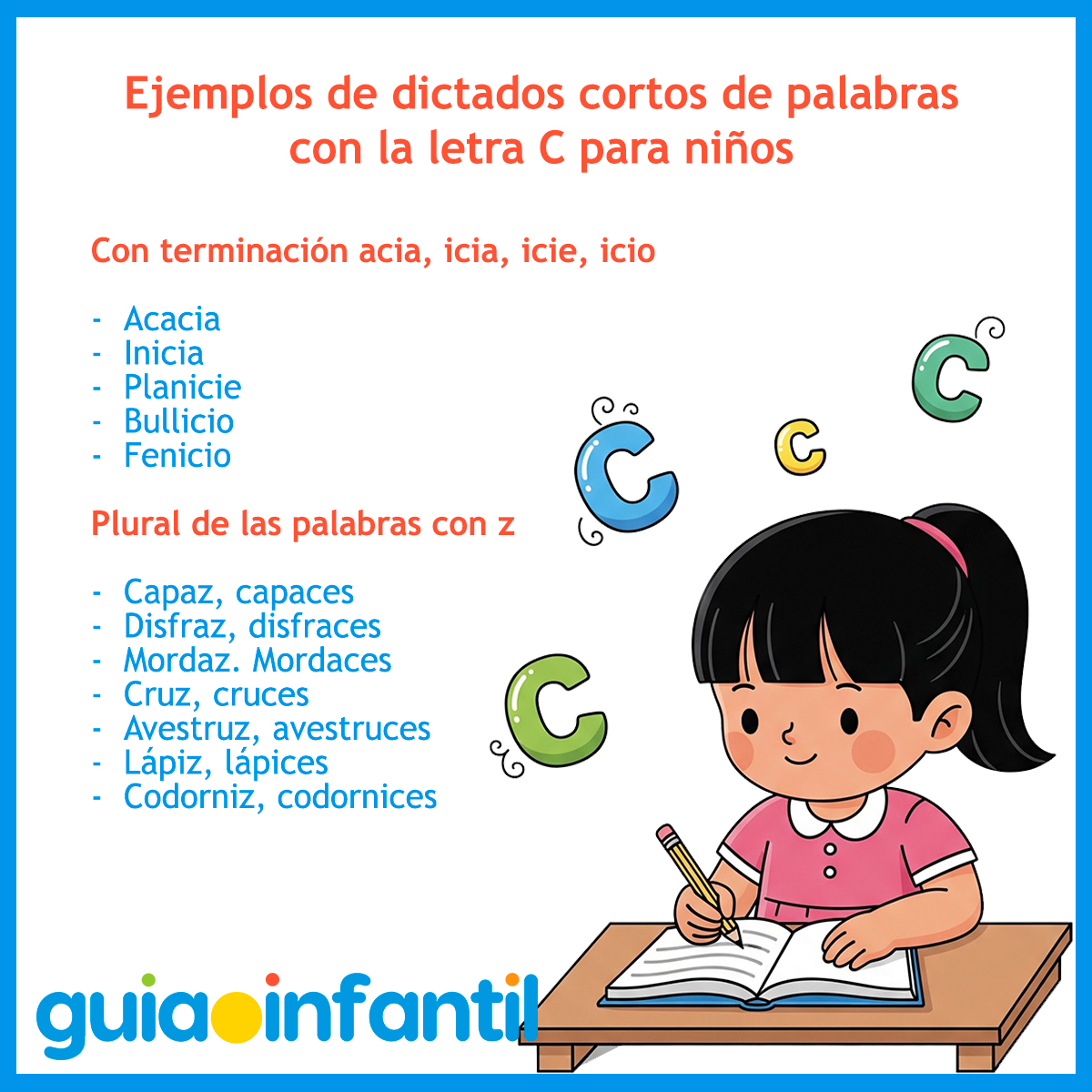 Dictados con la letra C para los niños