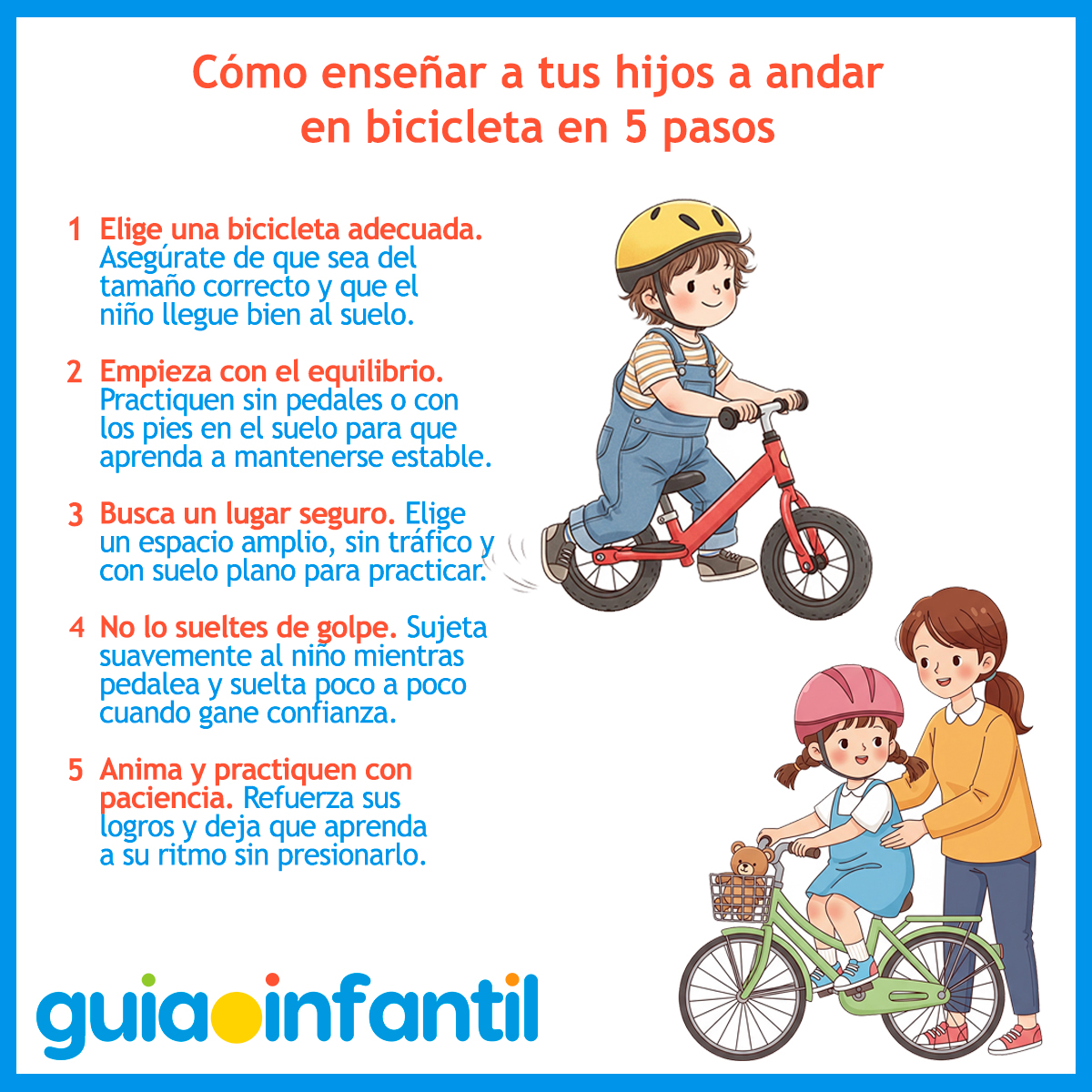 Enseñar a los niños a andar en bicicleta