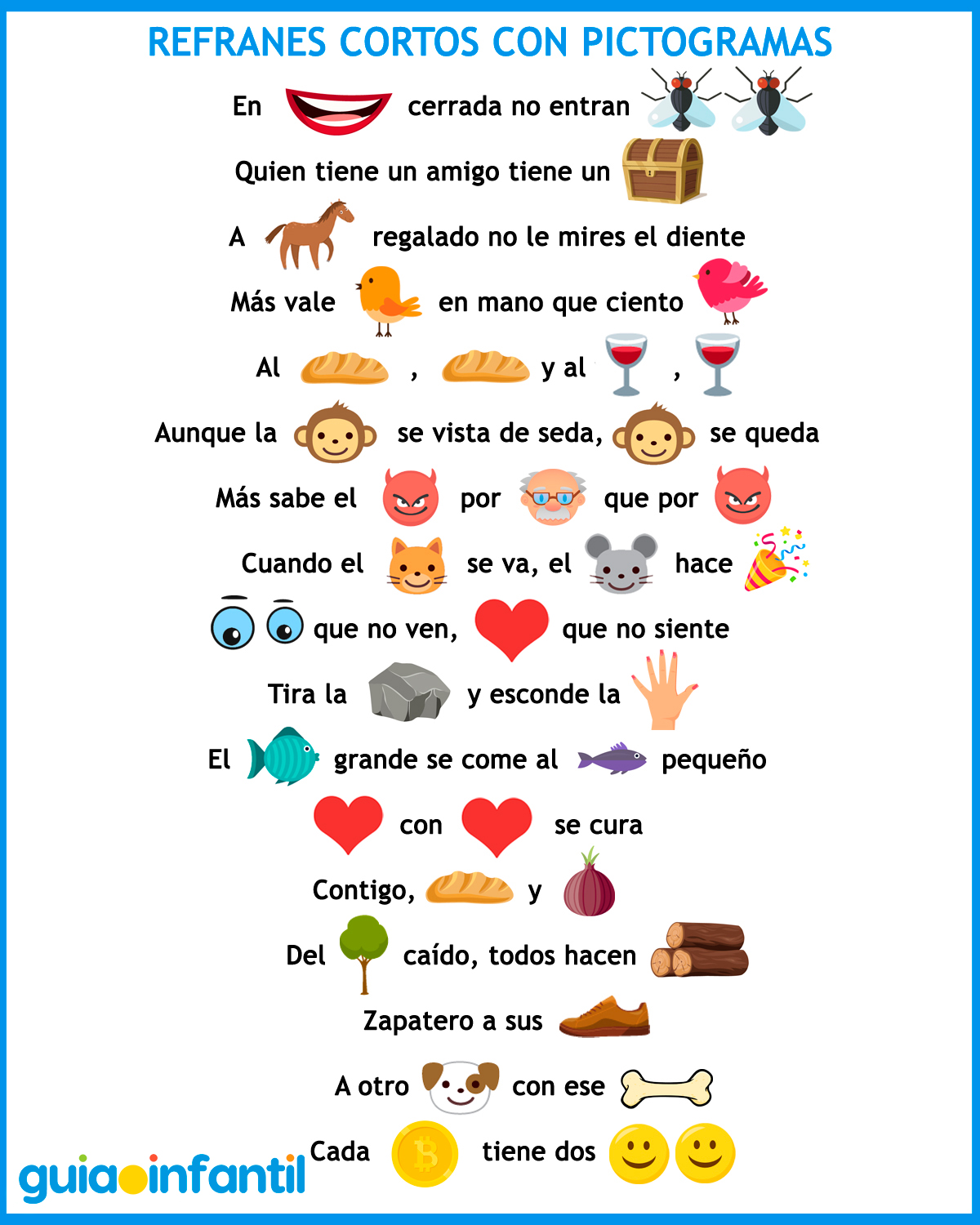 Refranes con pictogramas para niños