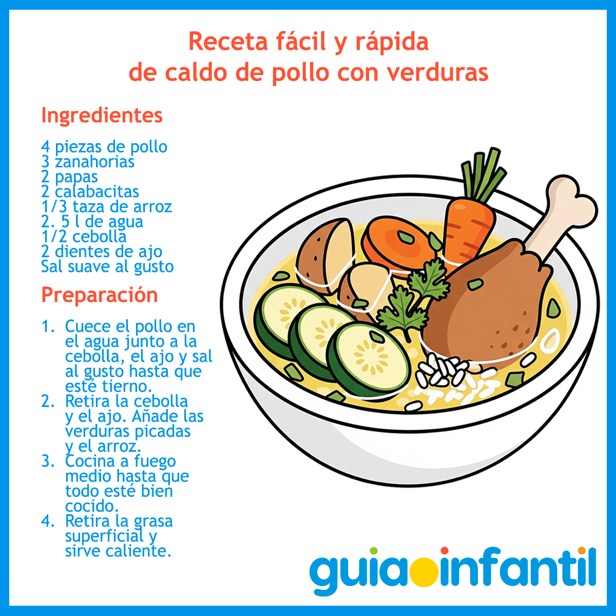Receta de caldo de pollo para niños