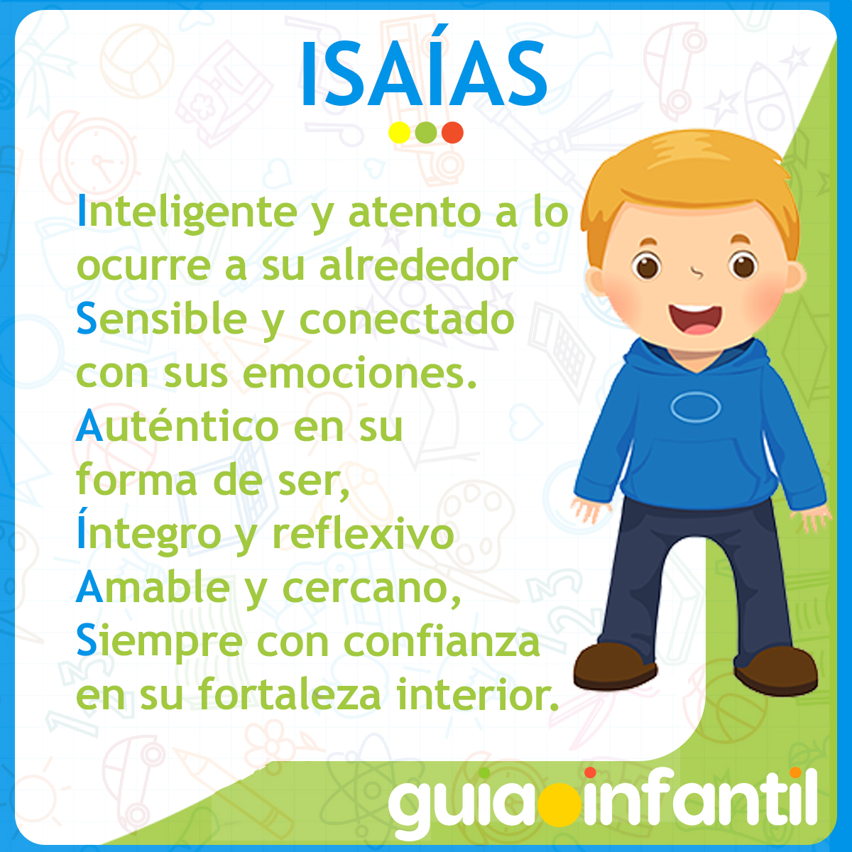 Acróstico del nombre Isaías para niños