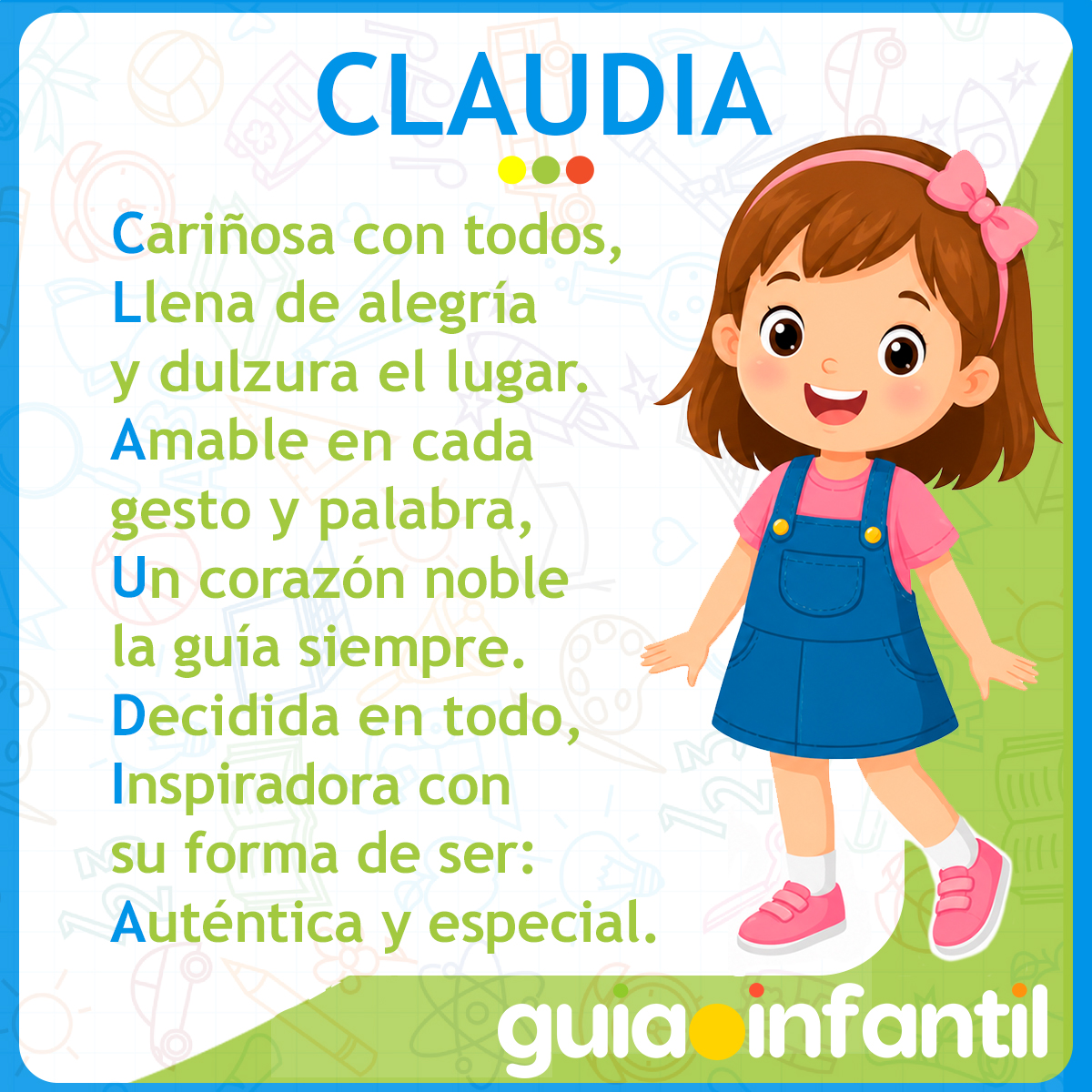 Acróstico del nombre Claudia para niñas
