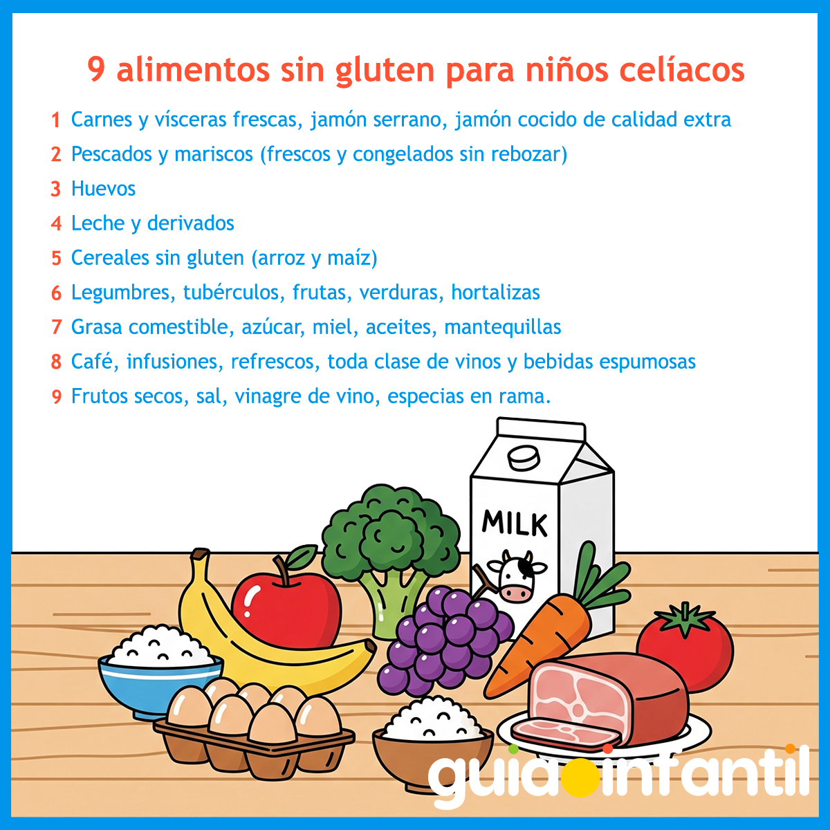 Alimentos sin gluten para niños