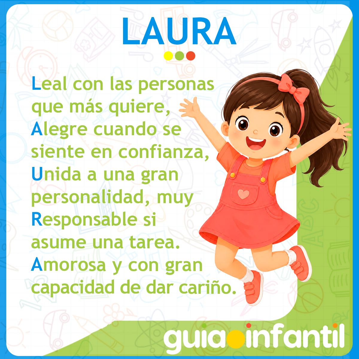 Acróstico del nombre Laura para niñas